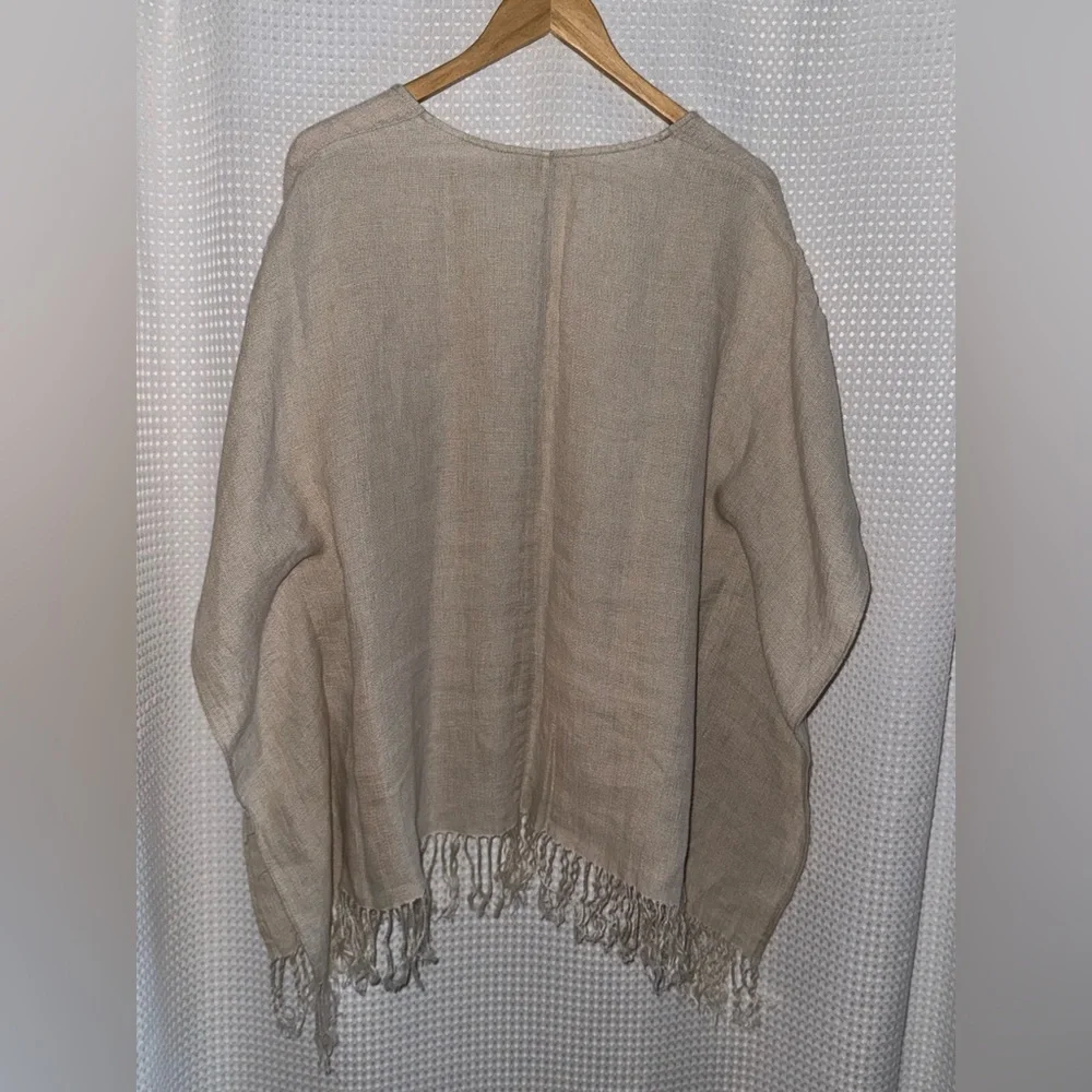 MICHAEL‎ KORS 100% linen beige poncho size Large/XL - Picture 13 of 15